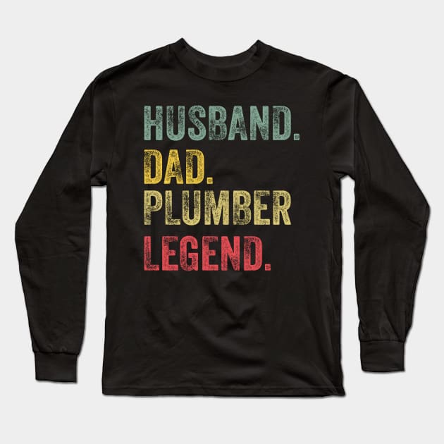 Husband Dad Drummer Legend Retro Vintage Long Sleeve T-Shirt by DragonTees